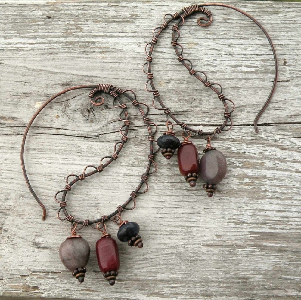 Brass authentic stone earrings